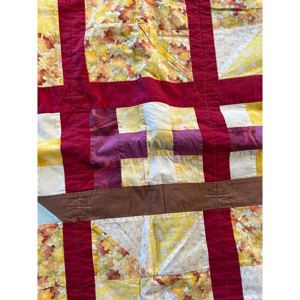 Handmade Patchwork Quilt Crib Kids Small Multicolor Floral Cottagecore Blanket
